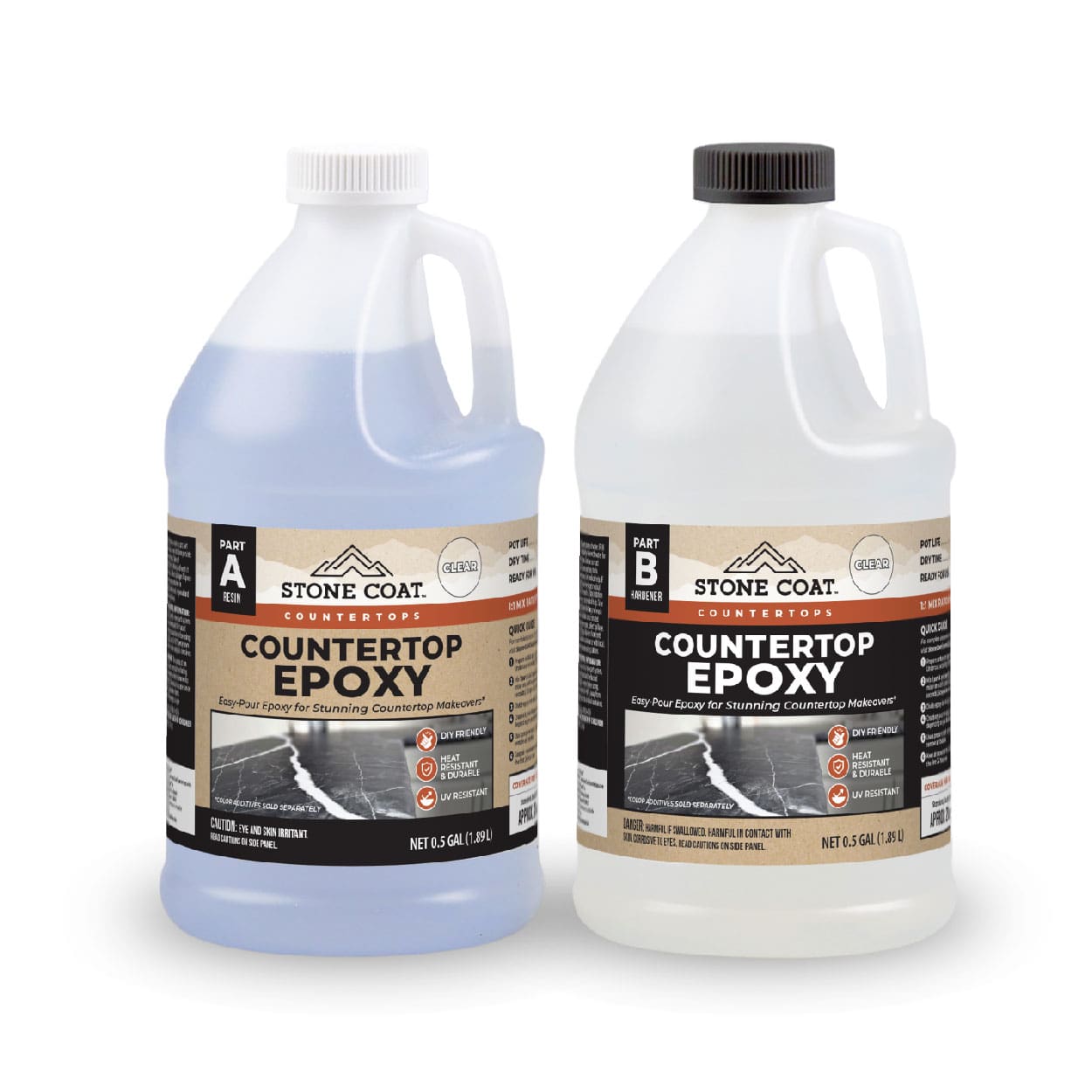 Decu Accuclear Epoxy Stone Coat Kit – 1 Gal Part A & 1/2 Gal Part B, For Pebble Stone Floor Repair & Coating